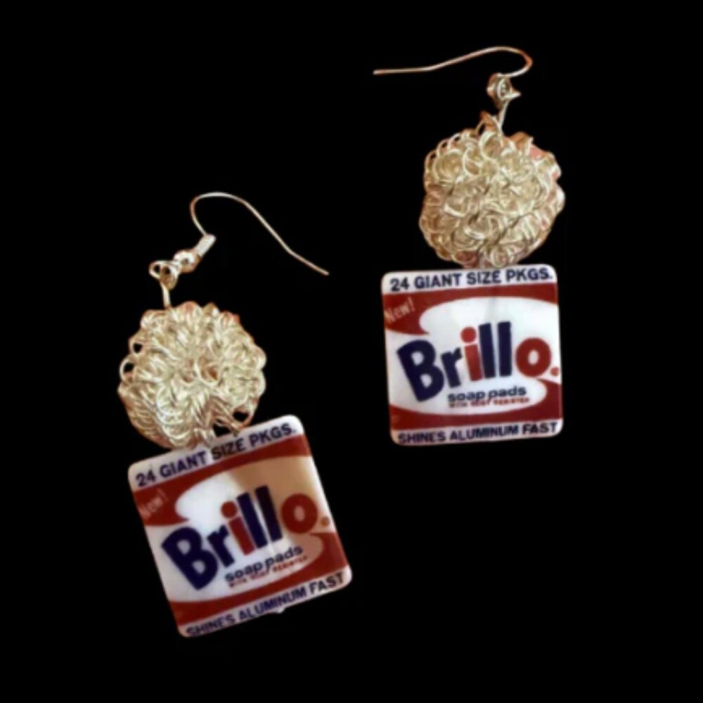 Andy Warhol Brillo pop art earrings one-of-a-kind, handmade by me